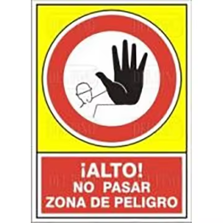 Señal 418 plástico 490x345 ¡alto! no pasar zona de peligro - 1