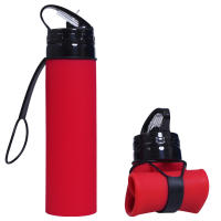 Botella Deportiva De Silicona Reutilizable Para Niños 600ml Plegable Suave Para Hogar Y Oficina Con Mango Y Tapa De Tapon - details 5