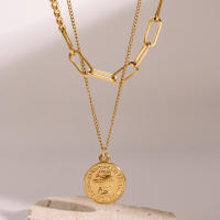 Collar Personalizado Uworld Fashion En Acero Inoxidable 3 En 1 Moneda Colgante 18K Gold Impermeable Para Mujer Joyería Moda - details 1