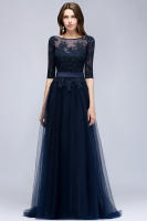 Vestido Elegante De Maxi Para Madre De La Novia Con Encaje Y Tules BABYONLINE Sin Mangas Con Cintura A-LINE Decoración De Perlas Y Broches - details 1