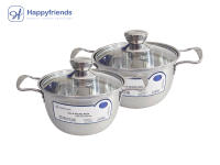HAPPY FRIENDS Sets de 2 Ollas de Acero inoxidable Antiadherente para inducción Ø141/6/18/20/22 CM. - details 0