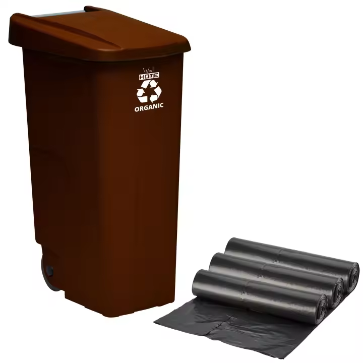 Wellhome Contenedor WELLHOME Reciclo 110 Litros con Tapa y Ruedas - 1