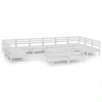 VIDAXL 3083460 conjunto de muebles de jardín modular de madera de pino blanco 12 plazas más mesa de centro vida xl - 1