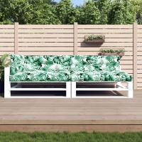 vidaXL Cojines para sofá de palets 5 unidades tela en color Beige/Antracita/Estampado de hojas y más | acolchados duraderos para sofás de jardín terraza exterior - details 2