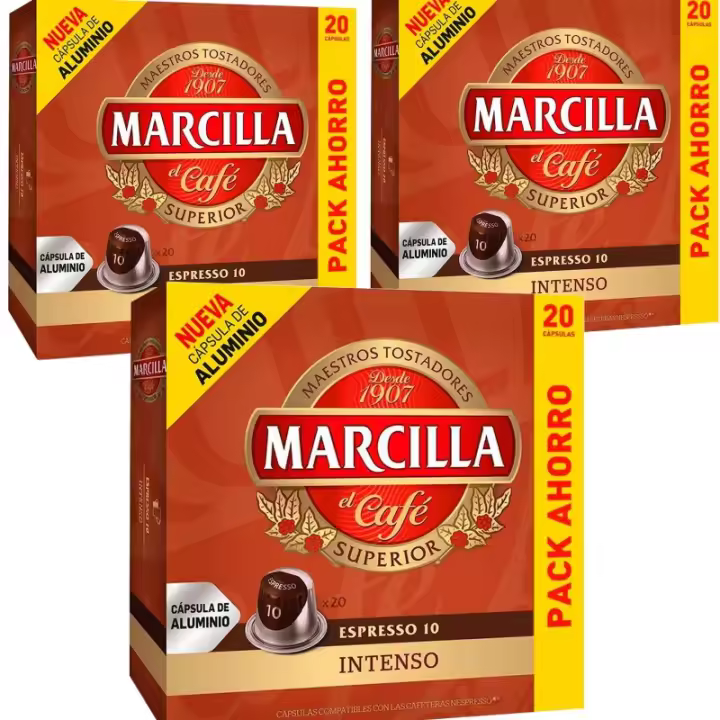 3 cajas Intenso Marcilla, 20 cápsulas de aluminio compatibles con Nespresso - 1