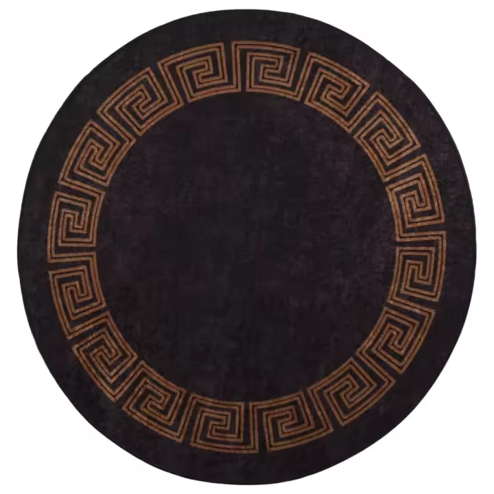 vidaXL Alfombra lavable antideslizante negro y dorado φ120 cm - 1