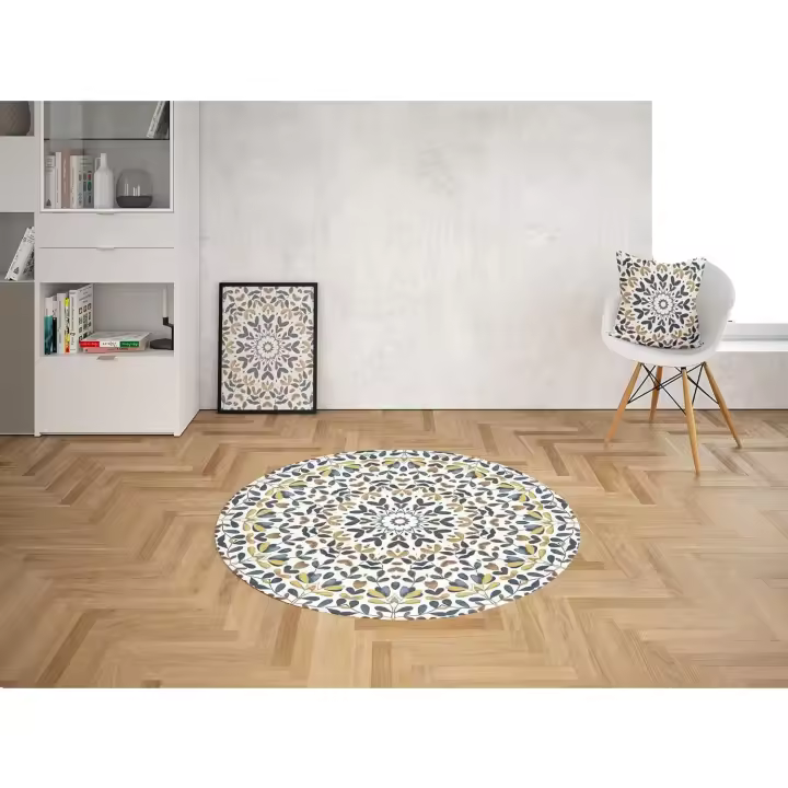 Alfombra Redonda Patrón Acuarela Oriental PVC | Varios Tamaños | Moqueta y Suelo Vinílico | Decoración del Hogar | Oedim - 1