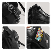 Bolso De Hombro Negro Y2K Punk Estilo Hot Girl Con Múltiples Bolsillos Y Hebilla Metálica Forma De Cuadrilátero Bolso De Media Luna - details 7