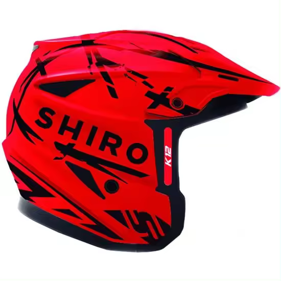 SHIRO K-12 TR-1 FIBRA TRICOMPOSITE ROJO CASCO TRIAL - 1