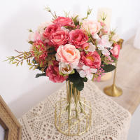 Flores Artificiales De Otoño Hydrangea Rosas Para Navidad Decoración De Habitaciones Vaso Mesa Fiesta Boda DIY Plantas Florales Falsas - details 4
