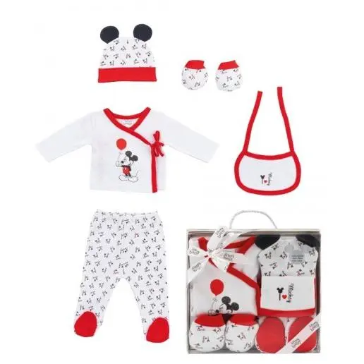 Conjunto primera puesta Mickey y Minnie Disney Interbaby - 100% algodón, talla 0-3 meses - 1