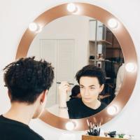 Espejo De Maquillaje LED Con Luz De Encendido Libre Iluminación Tridimensional Blanca Para Mesa De Vestir Rotativa Táctil - details 9