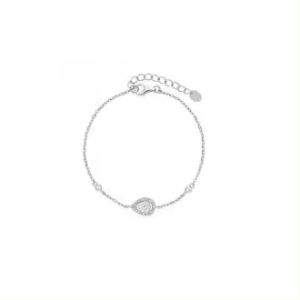 Marea Pulsera de Plata de Ley con Circonitas en Forma de Lágrima - Colección Zoe - 1