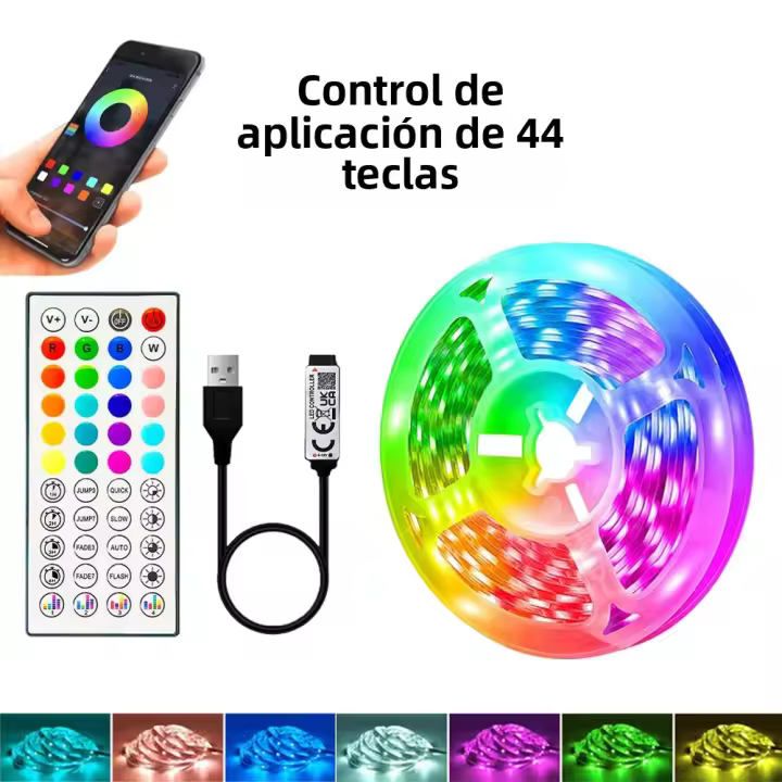 Tiras LED Flexibles 40M/131Ft Con Control Remoto APP Y USB 5V Luz RGB Para Fiestas Y Hogar Sync Con Música 44 Teclas Luces Diódicas - 1