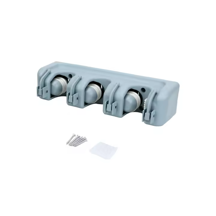 Soporte De Mopa De Plástico Montado En La Pared Con Gancho Para Escoba Multi Funcional Organizador De Baño Con 3/4/5 Posiciones - 1