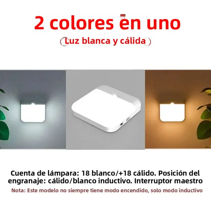 Lámpara Nocturna Inteligente LED Con Sensor De Movimiento Recargable Por Tipo-C Para Pasillos Armarios Cocinas Garage - 1