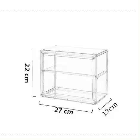 Caja de almacenamiento transparente con tapa magnética y sistema de pila para exposición de colecciones juguetes organizador de espacio eco-amistable - 1