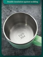 Taza De Café Con Mano De Plástico Y Doble Capa De Acero Inoxidable Resistente Al Calor Para Bebidas Como Leche Y Té Para Uso Doméstico Y Oficina - details 3