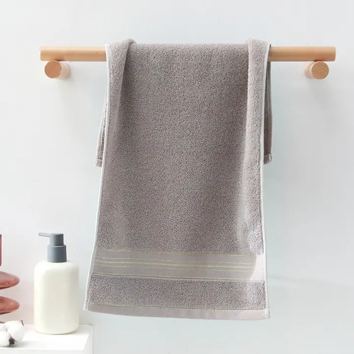 Toalla De Algodón Gruesa Para Adultos Y Niños Absorción Fuerte Color Sólido Amigable Con La Piel Tela Tejida Rectangular Máquina Lavable - 1