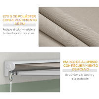 Outsunny Toldo Retráctil Eléctrico o Manual 250x200 cm Toldo Portátil Toldo para Balcón con Mando a Distancia Manivela Manual y Marco de Aluminio para Ventana Puerta Terraza Patio Crema - details 5