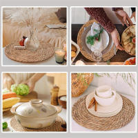 4pcs Tapetes De Lugar Redondos Tejidos De Rotura 30cm Naturales Resistentes Al Calor Hechos a Mano Para Mesa De Comedor Estilo Japonés - details 10