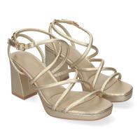 Sandalias doradas de tacón cómodo con tiras para fiesta mujer A-3257 - details 0