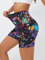 Shorts De Yoga De Cintura Alta Con Estampado Tropical Y Bolsillos En Poliéster Tejido Elástico Silueta Regular Para Mujer - details 2