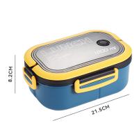 Fiambrera de Doble Capa, lonchera para estudiantes con compartimientos, lonchera reductora de Grasa apta para microolas para profesionales de oficina, lonchera, 21*14,5 cm, compartimientos Dobles con 3 compartimientos-Azul - details 1