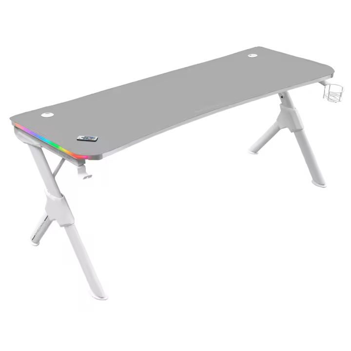Mars Gaming MGDXLRGB, Mesa Gaming Ergonómica XL RGB, Soporte Cascos y Bebida, 160x60cm, Mesa XL RGB Negro o Blanco - 1