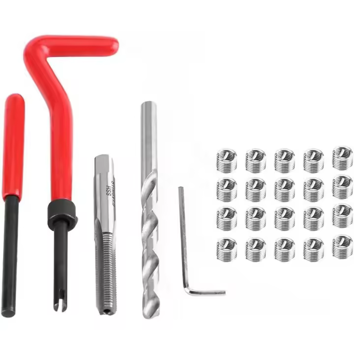 Juego de 25 herramientas de reparación de roscas M6, insertos de rosca helicoidales de 1 x 8 mm, herramienta manual para reparación de roscas rotas y desgastadas - 1