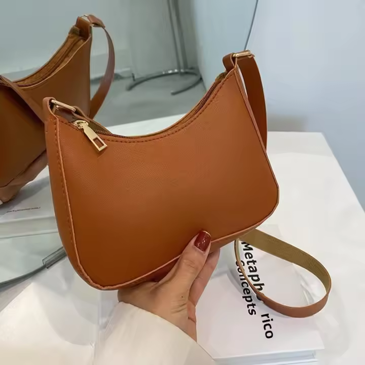 Bolso De Hombro Para Mujer Pequeño En PU Cuero Moda Color Sólido Bolsa Mensajera Para Niñas Adolescentes Seasons Versátiles - 1