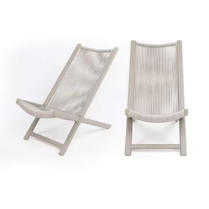 Silla Tumbona Rebecca Mobiliario Azan 79x48x90 Maple Poliratán Gris CONJUNT 2 pzs - 1