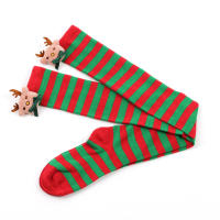 Novena Medias Navideñas Decorativas De Muñeca Calcetines De Pierna Sobre La Rodilla Estampado De Ciervo Y Rayas Para Mujer - details 37