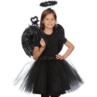 Alas de Ángel Negras, Alas de Ángel de 43cm Ancho 30cm Largo, Alas de Ángel para Disfraz, Alas Decorativas de Ángel, Alas de Plumas, con Alas y Aureola, Disfraz de Alas para Adultos, para Carnaval, Fiestas Temáticas, Halloween - details 1