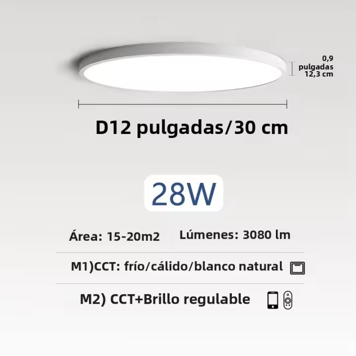 Lámpara De Techo Inteligente LED MARPOU 0.9 Pulgadas Para Dormitorio Moderna Y Ultrafina Con Control Remoto Y Aplicación APP Para Habitación - 1
