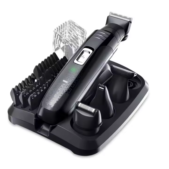 Remington Kit multifunción Groomkit PG6130 - cuchillas titanio, 4 cabezales, 5 peines fijos (1,5-12mm), autonomía 40 min - 1