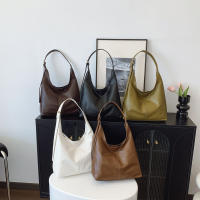 Bolso De Hombro Vintage Para Mujer Con Gran Capacidad Y Correa Cruzada Retro Tote Para Comunicación Material PU Sólido - details 14