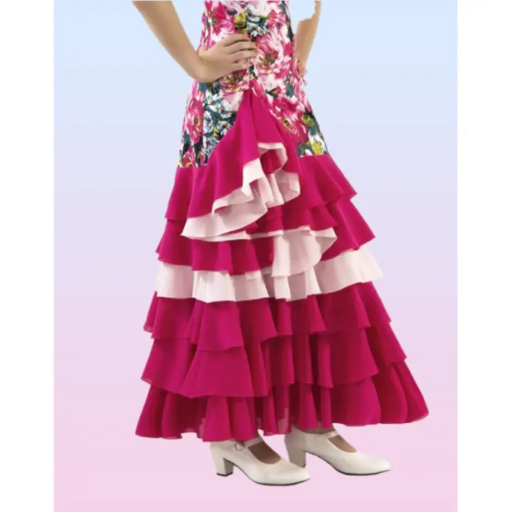 Vestido 5 volantes cuerpo estampado - 1