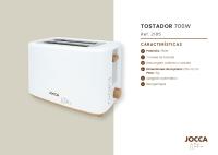 Tostador Jocca de la línea Nature con dobre ranura ancha para diferentes tipos de panes y bollerías con un tostado uniforme, cuenta con 7 niveles de tostados, función de descongelar, recalentar y cancelar. 700W de potencia. - details 3