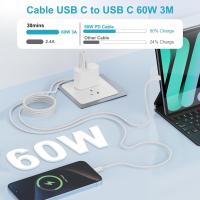 Cable USB C Carga Rapida para iPhone 15 16 Pro Max/Plus/15/16,iPad Pro/Air, 3M Cable USB C a USB C 60W Cable iPhone 15 16 Cable Cargador Tipo C Carga Rapida para Samsung Galaxy S24 S23 S22 S21, - details 2