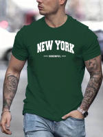 Camiseta De Algodón Puro 100% Para Hombre Estilo Casual Con Estampado De Nueva York Cuello Redondo Manga Corta Ajustada Y Oversized Para El Verano - details 7