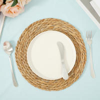 Juego De 6 Tapetes De Comedor Redondos Tejidos a Mano Resistente Al Calor Decorativos Para Mesa Material Ecológico Linen - details 3