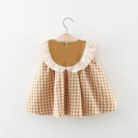 Vestido De Verano Para Niñas Con Encaje Y Estampado De Cuadros Y Flores Bordadas Cuello Redondo Sin Mangas Estilo Princesa - details 2