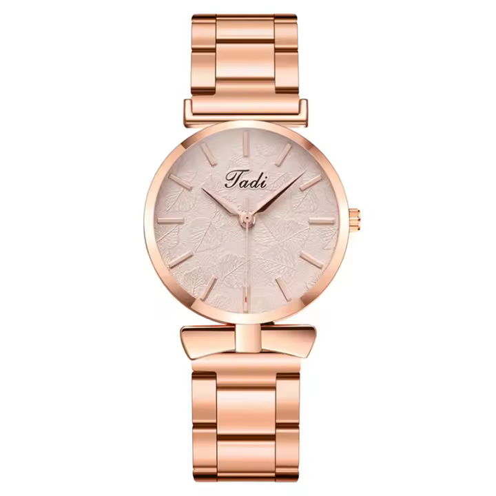 Reloj para mujer con diseño de cinta de boda, correa de acero inoxidable, movimiento de cuarzo, un reloj elegante y femenino para la mujer - 1