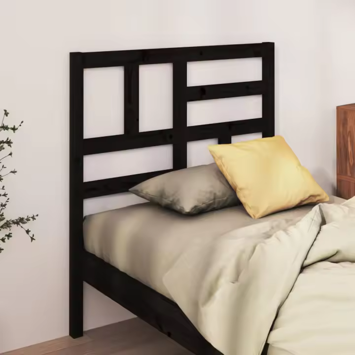 Cabecero de cama madera maciza de pino negro 96x4x104 cm - 1