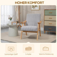 Silla tapizada Silla reclinable Diseño Skandi Patos de Madera de Caucho Gris Claro Adecuado para salón y relajación Tapizado, Modern Estilo, sensación Tecnológica, experiencia inteligente - details 1