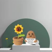 2PCS Mini Flores De Girasol Positivas Creativas Y Divertidas Hechas a Mano Para Decoración De Escritorio Regalos De Cumpleaños Hechas Con Textil Y Fibra - details 9