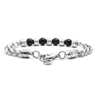 Nuevo Pulsera De Cadena Para Hombres En Acero Titánico Ajustable Con Obsidiana Y Ojo De Tigre Pulsera De Metal Natural Para Hombre Accesorios De Moda - details 1