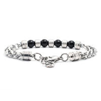 Nuevo Pulsera De Cadena Para Hombres En Acero Titánico Ajustable Con Obsidiana Y Ojo De Tigre Pulsera De Metal Natural Para Hombre Accesorios De Moda - details 1