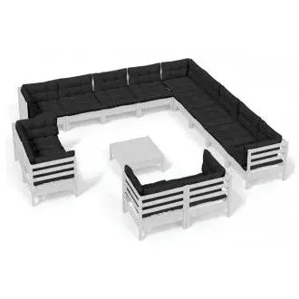 VIDAXL set moderno de jardín y terrazas con 14 piezas fabricadas en madera de pino color blanco vida xl - 1